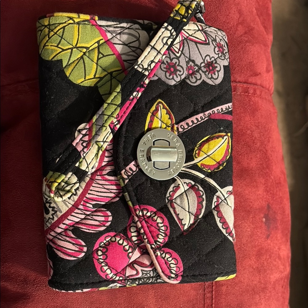 Vera Bradley Black and Pink Quilted Wallet
